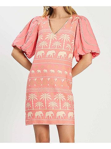 Tyler Boe Lexi Linen Tropical Dress in Shell Pink (view 2)