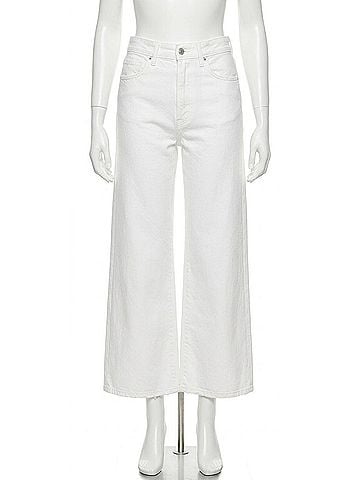 Veronica Beard Taylor Cropped High Rise Wide Leg Jean in White (view 1)