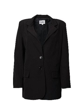 Goldie London Oversized Single-Breasted Twill Crepe Blazer in Black (view 2)