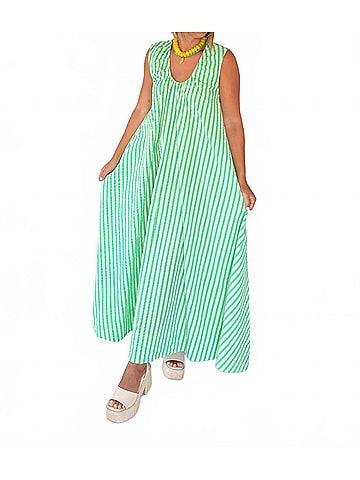 Karlie Seersucker Stripe Scoop Maxi Dress in Green (view 2)