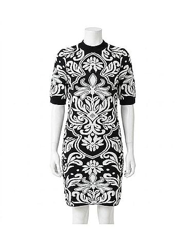 THML Knit To Be Floral Sweater Dress in White/Black (view 1)