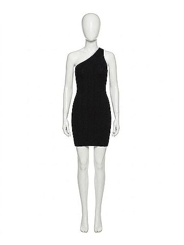 Good American Ribbed Knit Mini Dress in Black (view 1)