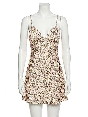 Lovely Day Country Meadow Stroll Slip Satin Mini Dress in Floral (view 1)