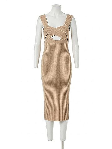 4SI3NNA Athena Dress in Tan (view 1)