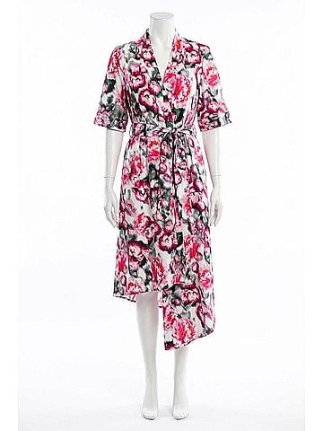 Adam Lippes Asymmetrical Printed Poplin Dress in Ivory Floral (view 1)