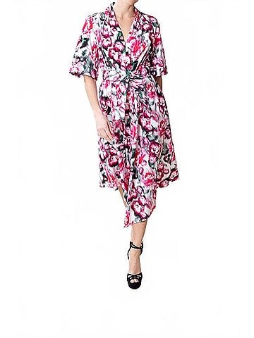 Adam Lippes Asymmetrical Printed Poplin Dress in Ivory Floral (view 2)