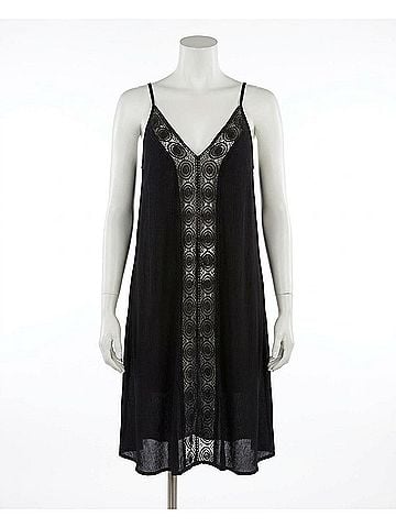 Raviya Crochet Front Dress in Black (view 1)