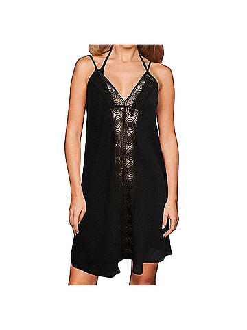Raviya Crochet Front Dress in Black (view 2)