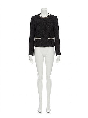 Drew Jenn Collarless Blazer in Black/Gold (view 1)