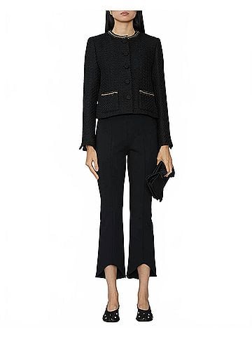 Drew Jenn Collarless Blazer in Black/Gold (view 2)