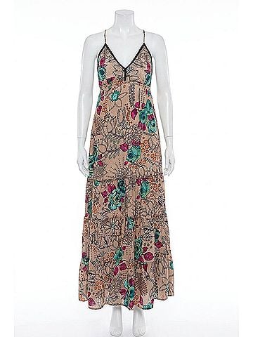 Raga Sapana Tiered Floral-Print Maxi Dress in Beige (view 1)