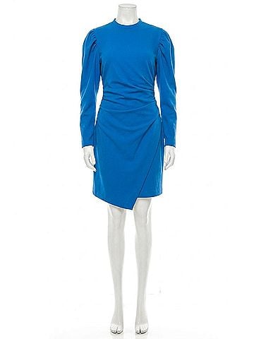 Clover and Sloane Long Sleeve Mock Neck Dress in Blue (view 1)