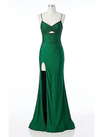 Rachel Allan Exotic Sweetheart Neckline Rhinestone Dress in Emerald (view 1)