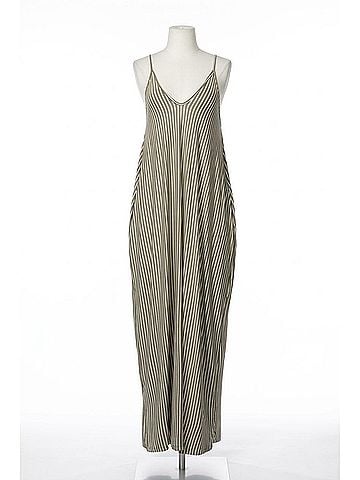 BLACK IRIS Striped Stretch-Modal Jersey Maxi Dress in Mocha/White (view 1)