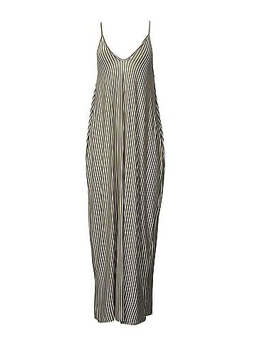 BLACK IRIS Striped Stretch-Modal Jersey Maxi Dress in Mocha/White (view 2)