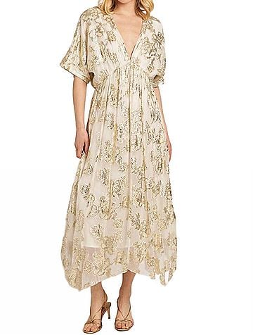 En Creme Sands Foil Maxi Dress in Gold (view 2)