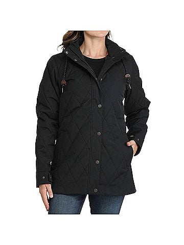 Cinch Women's Quilted Snap Barn Coat in Black (view 2)