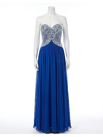 Tony Bowls Velvet Chiffon Prom Dress in Royal (view 1)