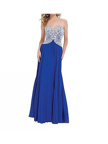 Tony Bowls Velvet Chiffon Prom Dress in Royal (view 2)