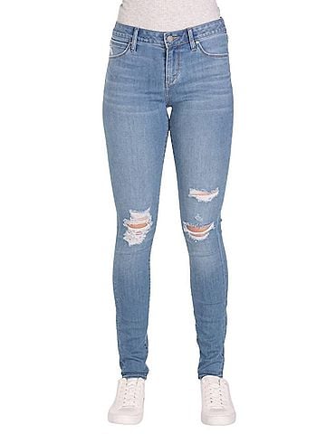 Articles of Society Women Mindi Busted Knee Skinny Jeans in Blue (view 2)