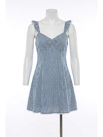 Illa Illa Picnic Chic Gingham Ribbon Mini Dress in Blue (view 1)