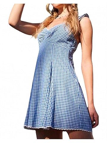 Illa Illa Picnic Chic Gingham Ribbon Mini Dress in Blue (view 2)