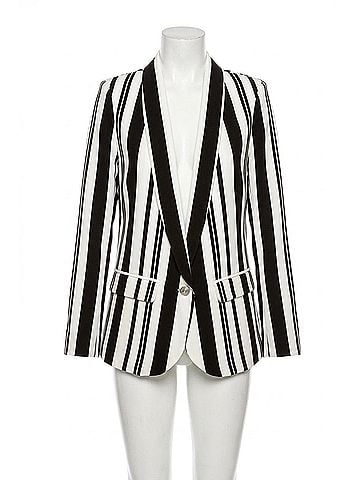 Peter Nygard Stripe 3/4 Sleeve Blazer in Black White (view 1)