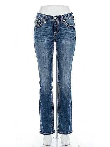 Miss Me Women's Mid-Rise Boot Cut Jeans in Vintage Blue (view 1)