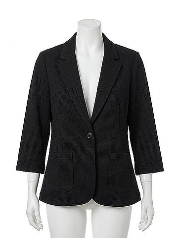 Doe & Rae Shirred Textured Blazer in Black (view 1)