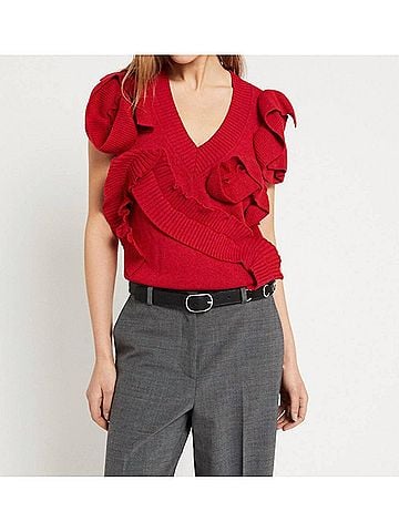 Ottod'Ame Wool Blend Vest in Cherry (view 2)