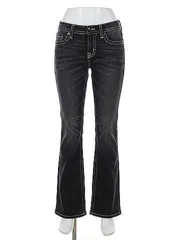 Miss Me Women's Wing Stitched Mid-Rise Boot Cut Jeans in Vintage Black (view 1)