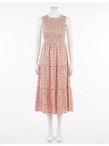 THML Women's Sleeveless Gingham Patterned Dress in Red (view 1)