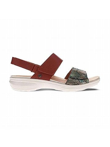 Revere Women's Como Adjustable Slingback Sandal in Cognac/Peacock Python (view 1)
