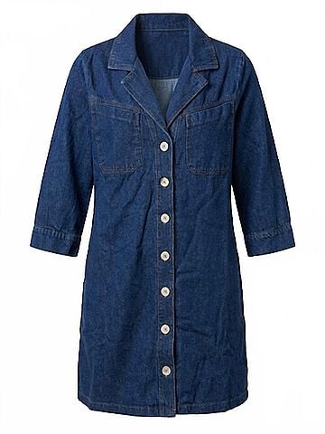 Entro Women's Long Sleeve Denim Dress in Medium Wash (view 1)