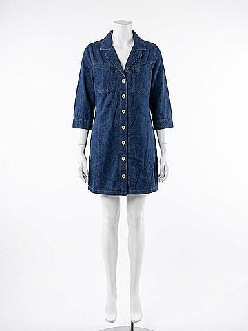 Entro Women's Long Sleeve Denim Dress in Medium Wash (view 2)