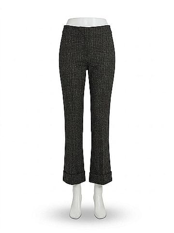 Joseph Ribkoff Checkered Print Pull On Flared Pants in Black/Grey (view 1)