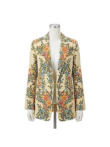Rebecca Taylor Women's Cleo Printed Blazer in Buttercream Multi (view 1)