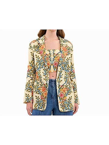Rebecca Taylor Women's Cleo Printed Blazer in Buttercream Multi (view 2)