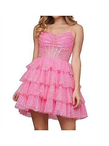 Colors Dress Sleeveless Cocktail Mini Dress in Pink (view 2)