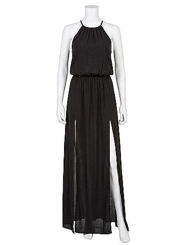 Blue Life Double Slit Maxi Dress in Black (view 1)