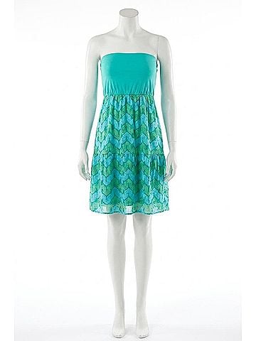 Judith March Crochet Skirt Tube Dress in Green (view 1)
