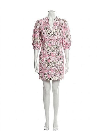 Lilly Pulitzer Mialeigh Elbow Sleeve Linen Dress in Conch Shell Pink Wildness (view 1)