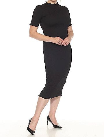Joseph Ribkoff Mock Neck Midi Bodycon Dress in Black (view 2)