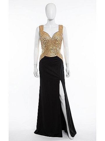 Black Gold Bodice Gown in Black/Gold (view 1)