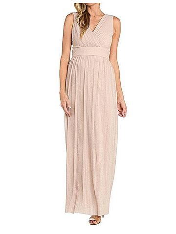 R&M Richards Shimmer Long Two-Piece Jacket Dress in Champagne (view 2)