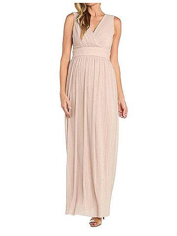 R&M Richards Shimmer Long Two-Piece Jacket Dress in Champagne (view 2)