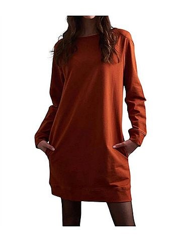 Mata Traders Sweatshirt Dress in Rust (view 2)