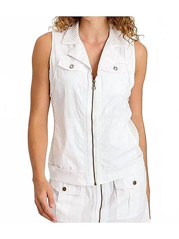 XCVI Helsa Poplin Mesh Vest in White (view 2)