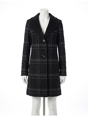 T Tahari Jayden Plaid Check Coat in Black (view 1)