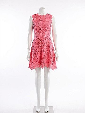 Monique Lhuillier Jewel Neck Lace Dress in French Rose (view 1)